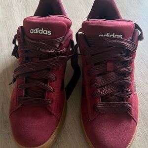 adidas Low-Top Suede Sneakers in Burgundy with Gum Sole